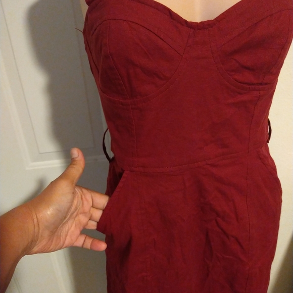 (NWT URBAN OUTFITTERS burgundy dress size 2 xs - Picture 4 of 14